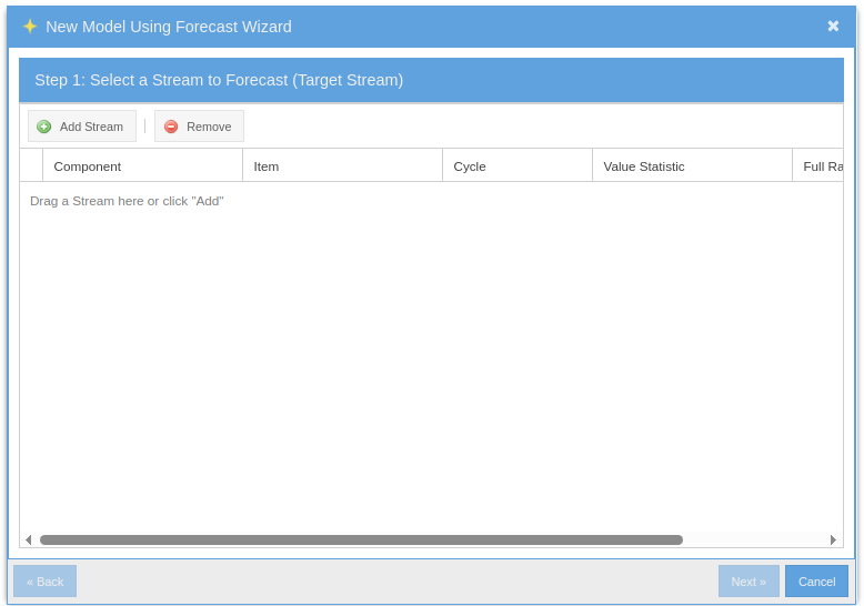 Model Builder Wizard &mdash; a streamlined dialog for creating a forecast model with sensible defaults